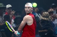 Rafael Nadal in action at the 2024 Brisbane International